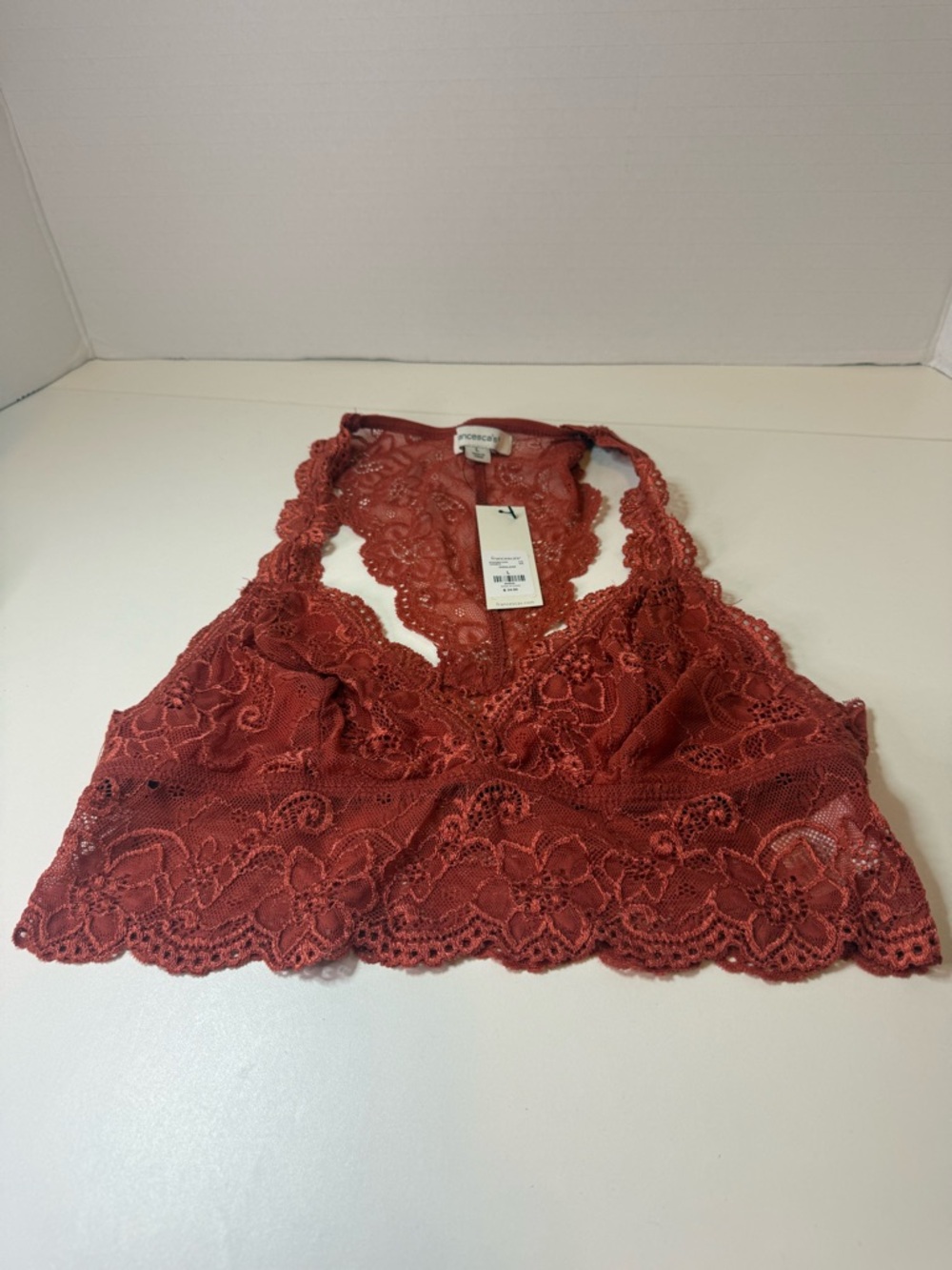Francesca’s  Sheen Lacey Racerback Bralette in Cinnamon Large NWT